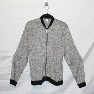 Olivia Blu, Sweater, XL, Heathered Grey, Cardigan, Zipper Front, Black Trim